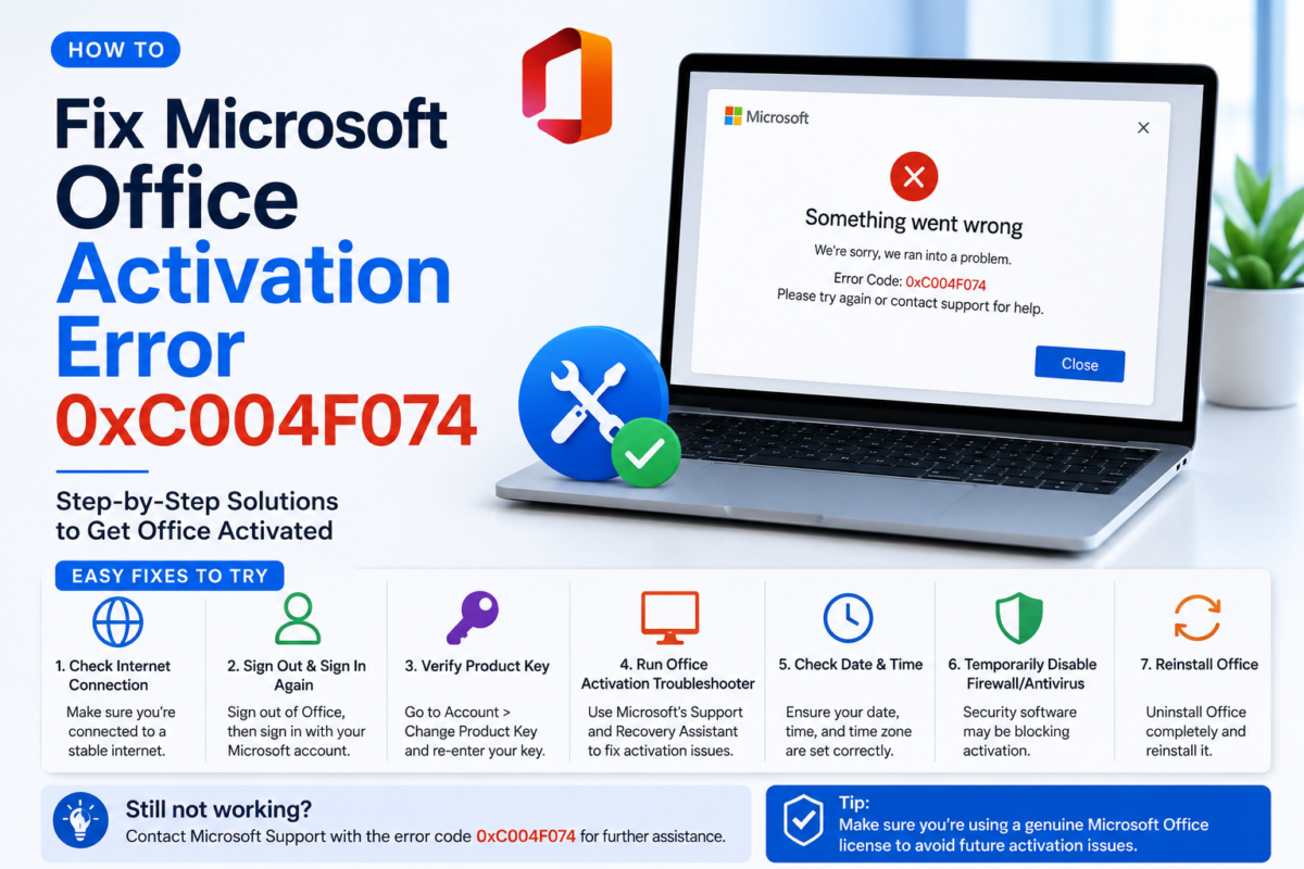 How to Fix Microsoft Office Activation Error 0xC004F074